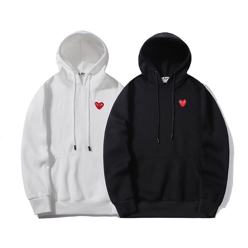 Áo hoodie cotton tay dài thêu họa tiết trái tim CDG