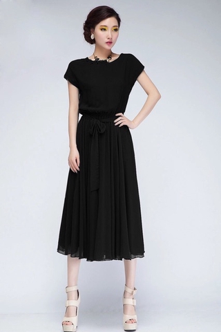 Đầm Maxi voan lụa 2 lớp cao cấp, tùng xoè, eo thun