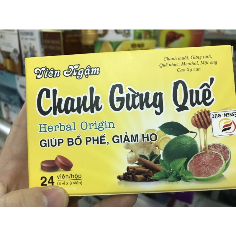Viên ngậm giảm ho , đau rát họng,bổ phế Chanh gừng Quế