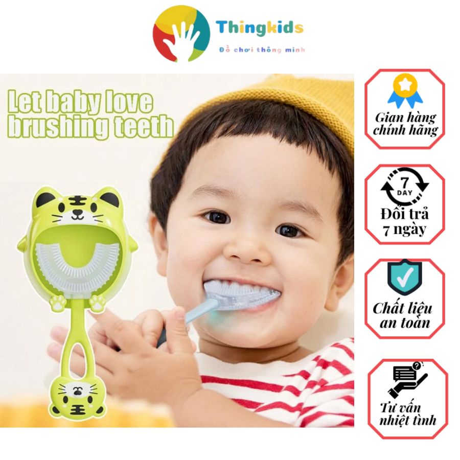 Bàn chải đánh răng cho bé Toddler Training kèm giá đỡ cho bé - Thingkids