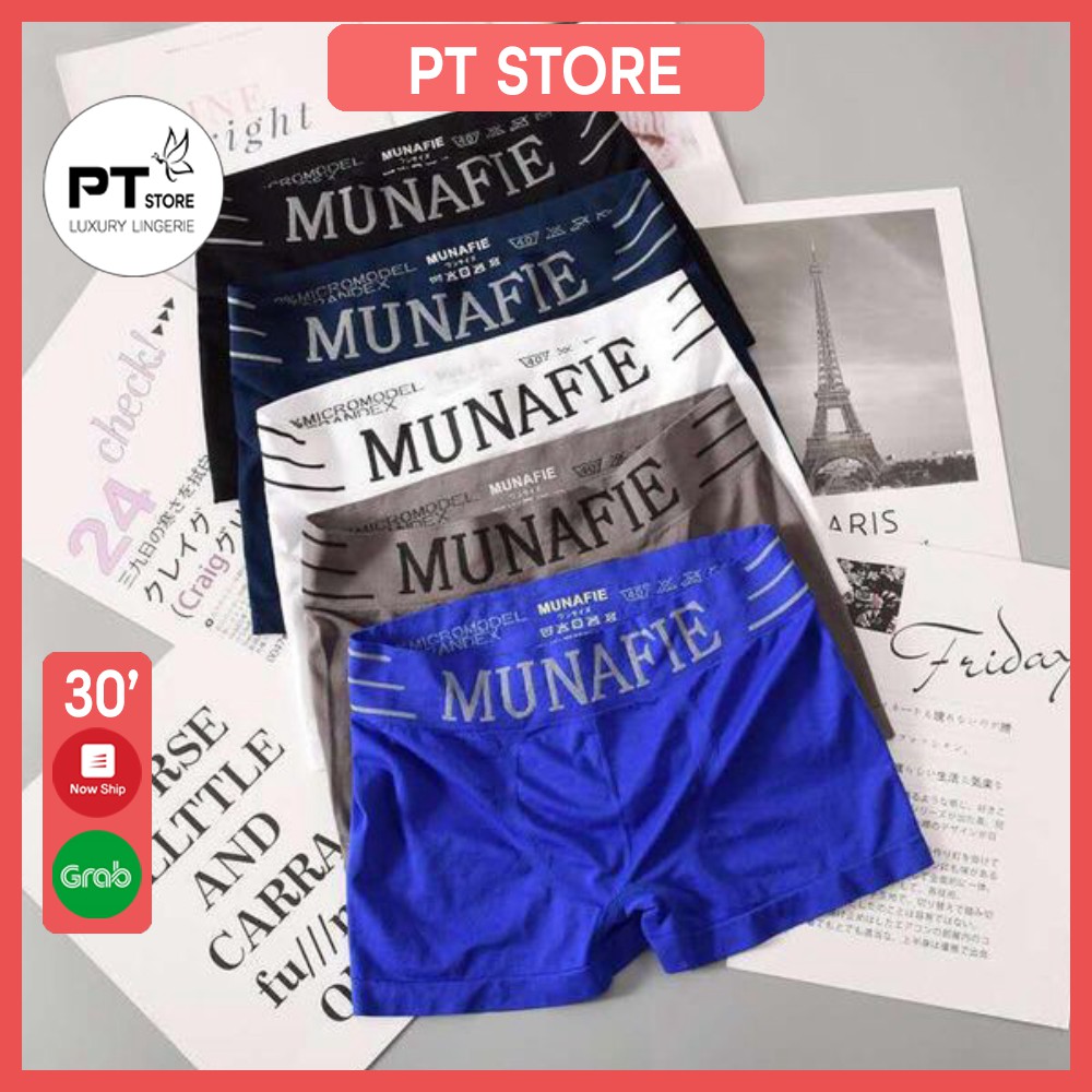 Quần sịp đùi co giãn 4 chiều Munafie-Quần Lót Nam Boxer Munafie Dệt Kim Co Giãn 4 Chiều + Túi Zip Sang Trọng MLQ04