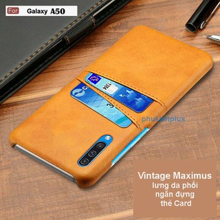 Ốp lưng Samsung Galaxy A50 Vintage Maximus lưng da phối ngăn đựng thẻ Card