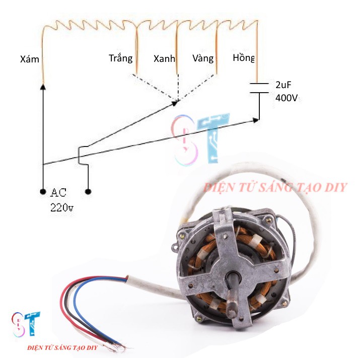 Động Cơ Quạt Điện B4 220V Lõi Đồng kèm tụ điện Chất Lượng Cao