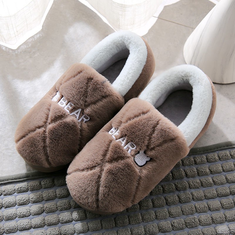 Đôi Dép Bông Đi Trong Nhà Đế Dày Giữ Ấm Mùa Đông Sành Điệu Cho Nữ