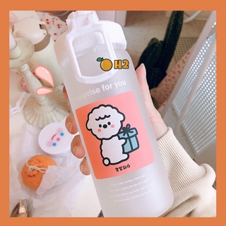 Bình nước thủy tinh kèm ống hút