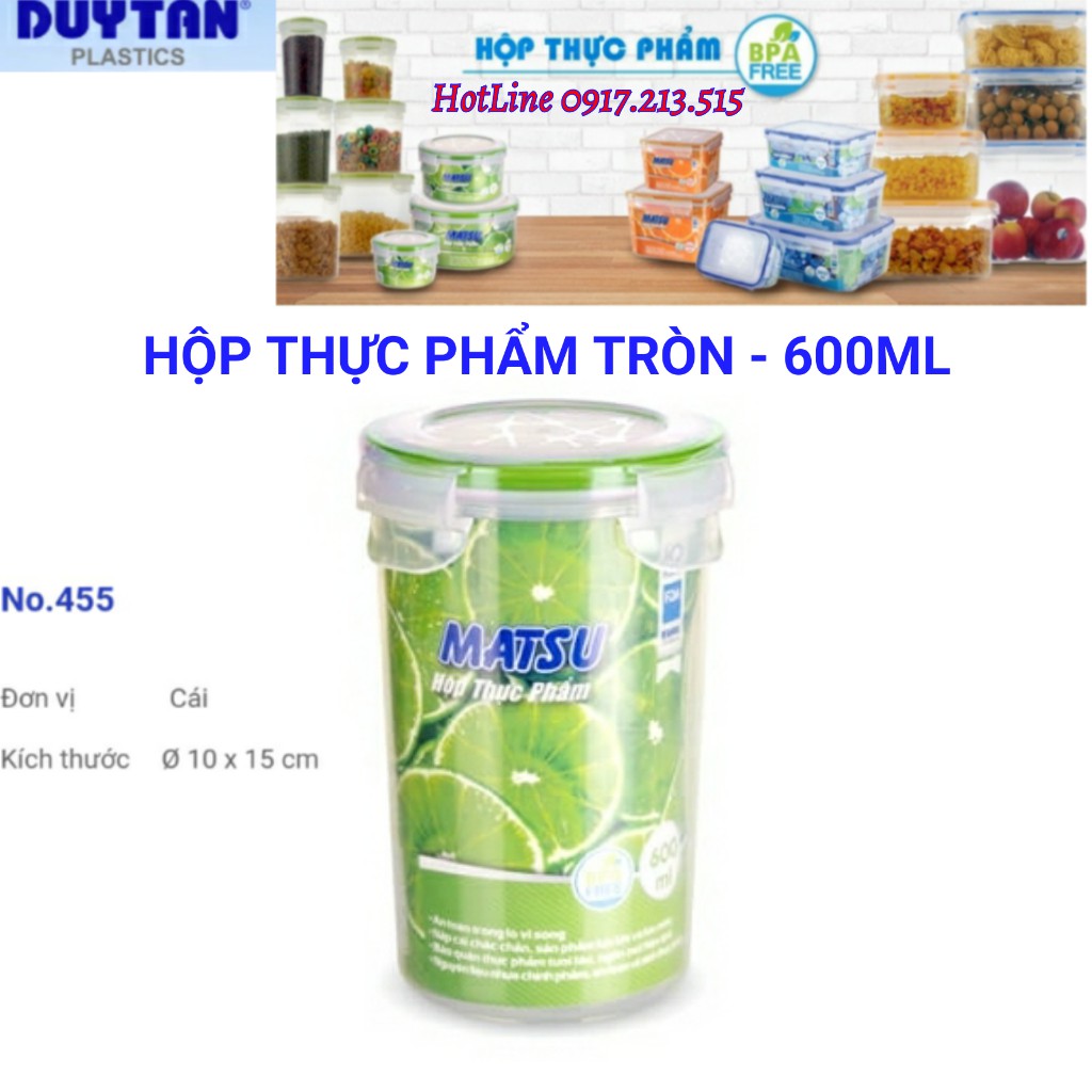 Hộp nhựa đựng thực phẩm tròn 600ML Nhựa Duy Tân