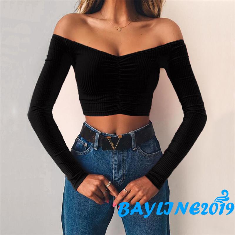 Áo Lửng Trễ Vai Dài Tay Quyến Rũ Dành Cho Nữ