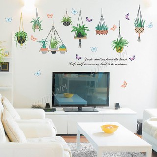 [ĐƠN 200K TẶNG QUÀ SIÊU YÊU]-Decal dán tường LUVINA trang trí văn phòng , quán cafe - Giỏ cây xanh