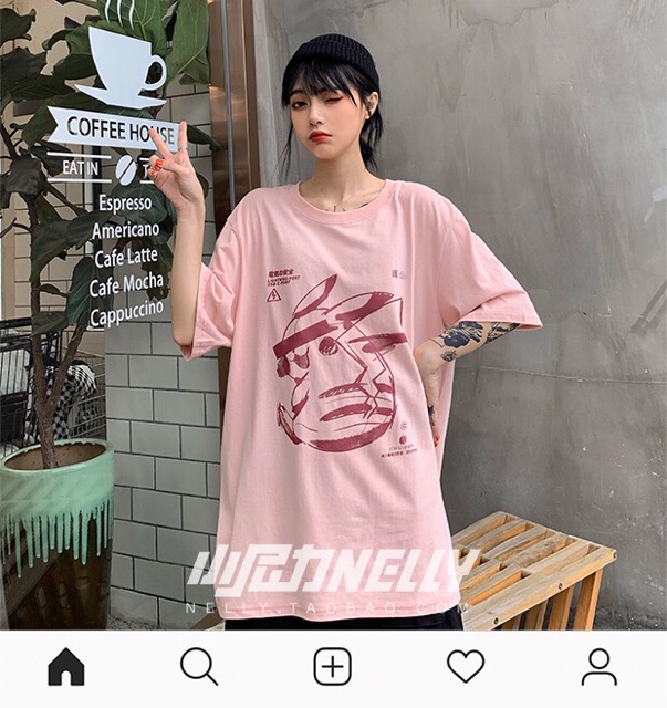 Áo phông nelly (có sẵn) hồng pikachu gạch mặt