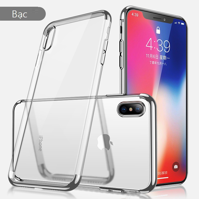 Ốp dẻo trong suốt viền màu các dòng IPhone X/XS | IPhone XS Max - Ốp lung kính dẻo trong Baseus Shining Case
