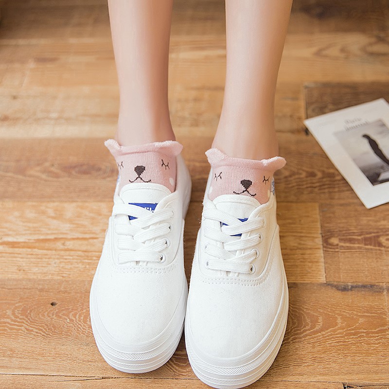 Vớ cotton cổ ngắn họa tiết hoạt hình 3D cho nữ