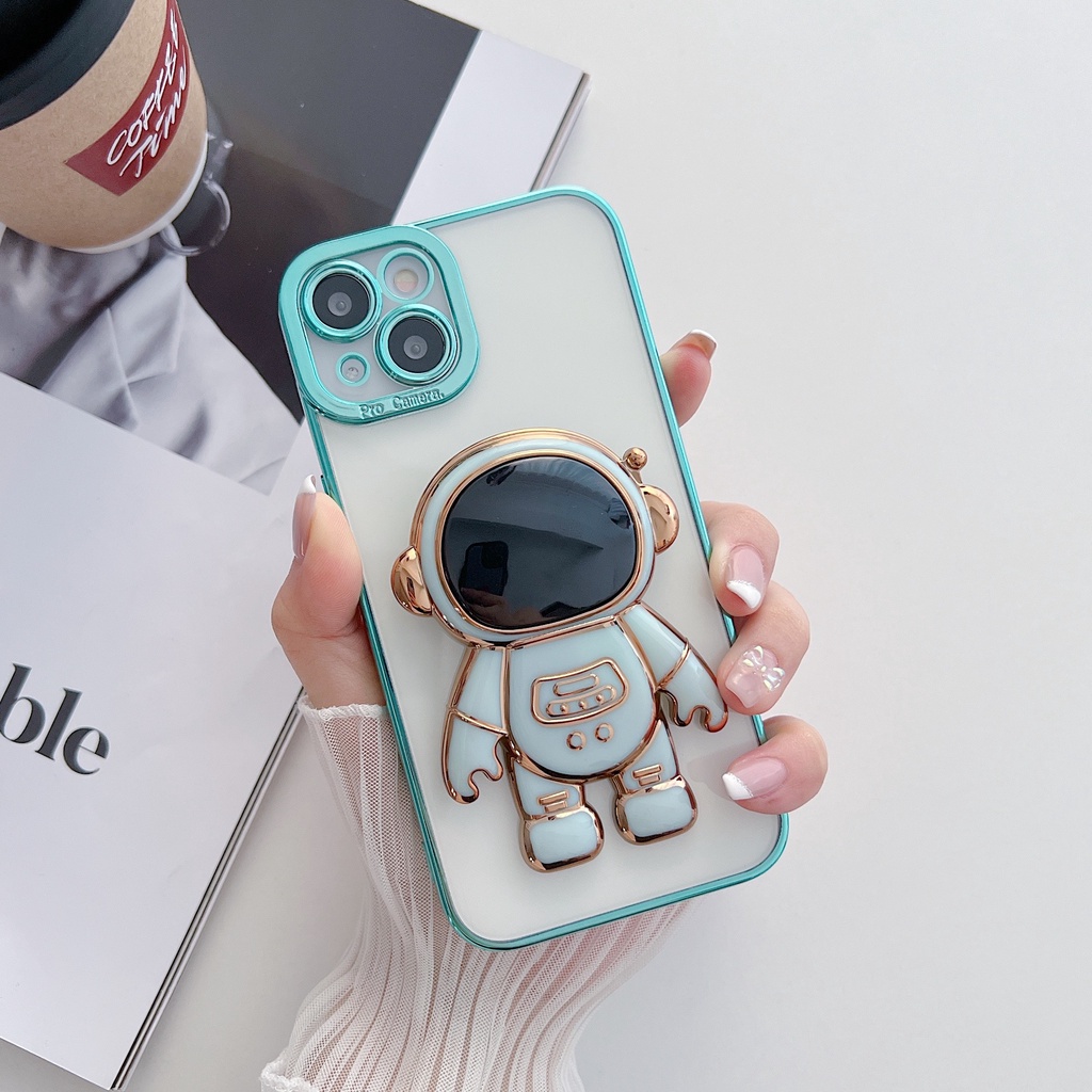Ốp Điện Thoại TPU Trong Suốt Mạ Điện Kèm Giá Đỡ Cho IPhone 7 8plus X XR XS Max 11 12 13 Pro Max