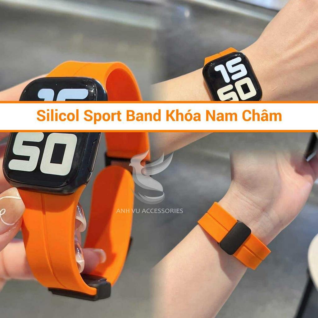 Dây cao su silicol Sport Band Khóa Nam Châm cực đẹp cho Đồng hồ thông minh, đủ size 38/40/41/42/44/45/49mm