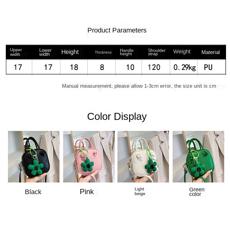 Túi Xách Đeo Vai Hình Vuông Cỡ Nhỏ Màu Trơn Đính Hoa Đơn Giản Thời Trang Mùa Hè Cho Nữ