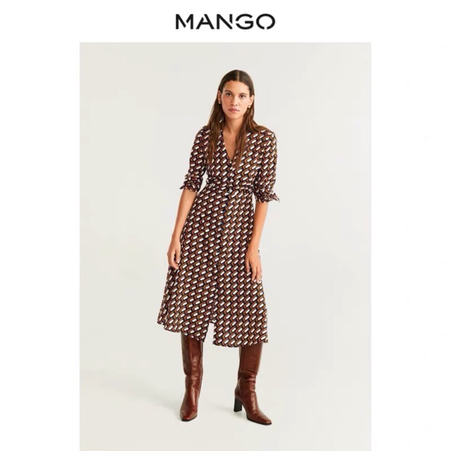 VÁY SƠ MI XOÈ CỔ V MANGO