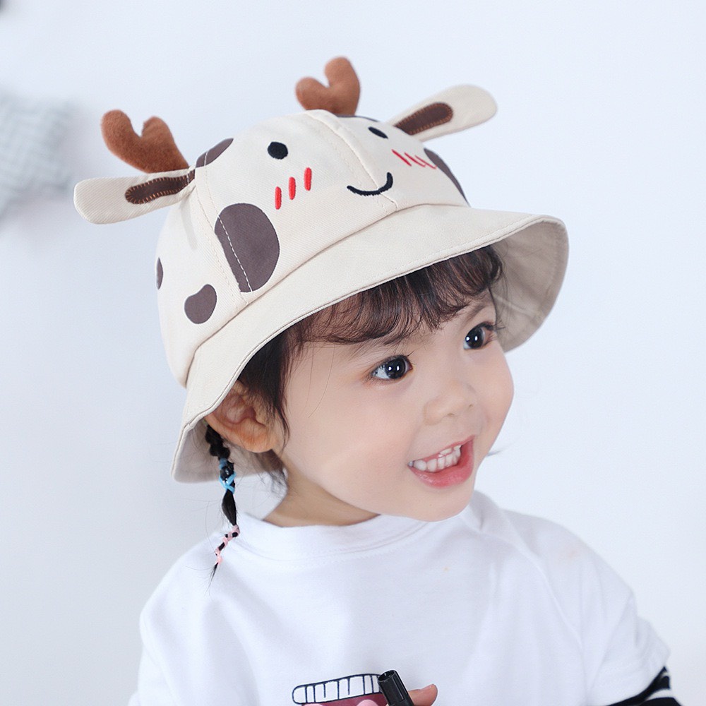 Mũ bucket hình con bò siêu cute tai sừng dành cho bé (M17)