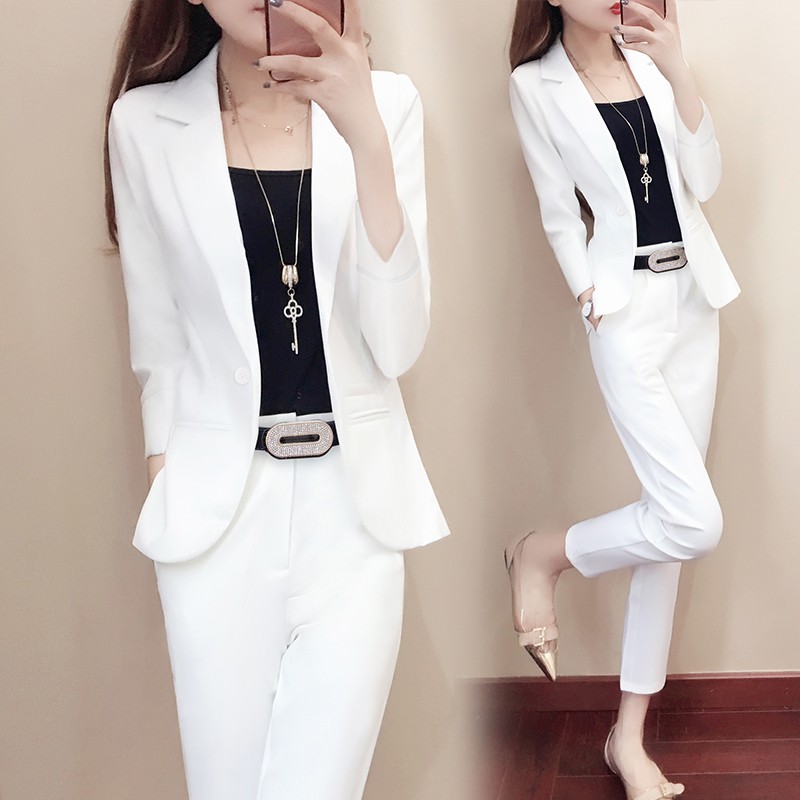 sale Set quần áo vest công sở có sẵn màu trắng size L kèm ảnh thật