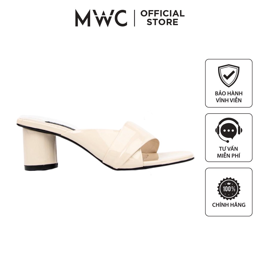 Guốc MWC 4229 - Guốc Cao Gót Thời Trang Nữ Da Bóng Quai Ngang Cách Điệu Gót Tròn Siêu Xinh
