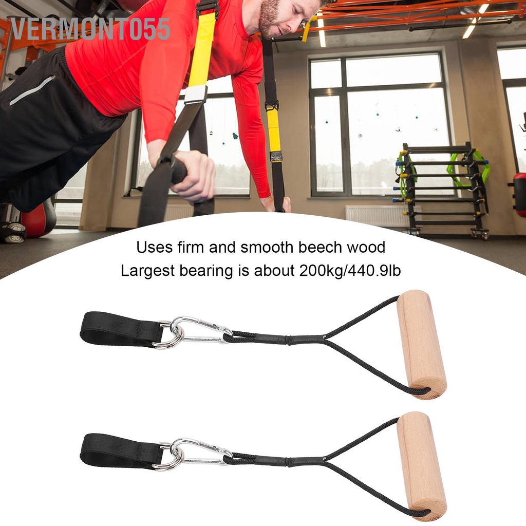 Vermont055  Pull Up Workout Handle Cằm Lên Gỗ Grips Heavy Duty Gym Weight Handles for Muscle Strengthening Fitness Machine