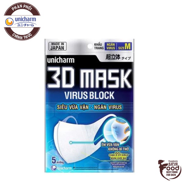 Khẩu Trang Chống Khói Bụi Và Virus Unicharm 3D Mask Virus Block
