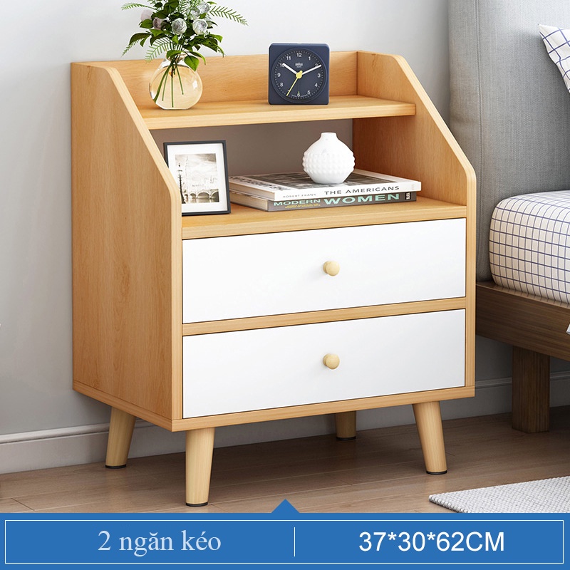 Tủ để đầu giường đựng đồ mini có ngăn kéo chân gỗ tự nhiên phong cách Bắc Âu siêu sang trọng