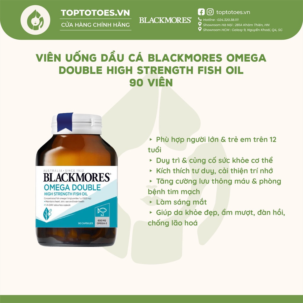 Viên uống dầu cá Blackmores Omega Double High Strength Fish Oil - 90 viên [Nhập Khẩu Chính Hãng 100%]