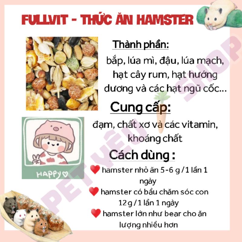 Thức ăn hamster - Fullvit hamster 800GrFresship Date mới