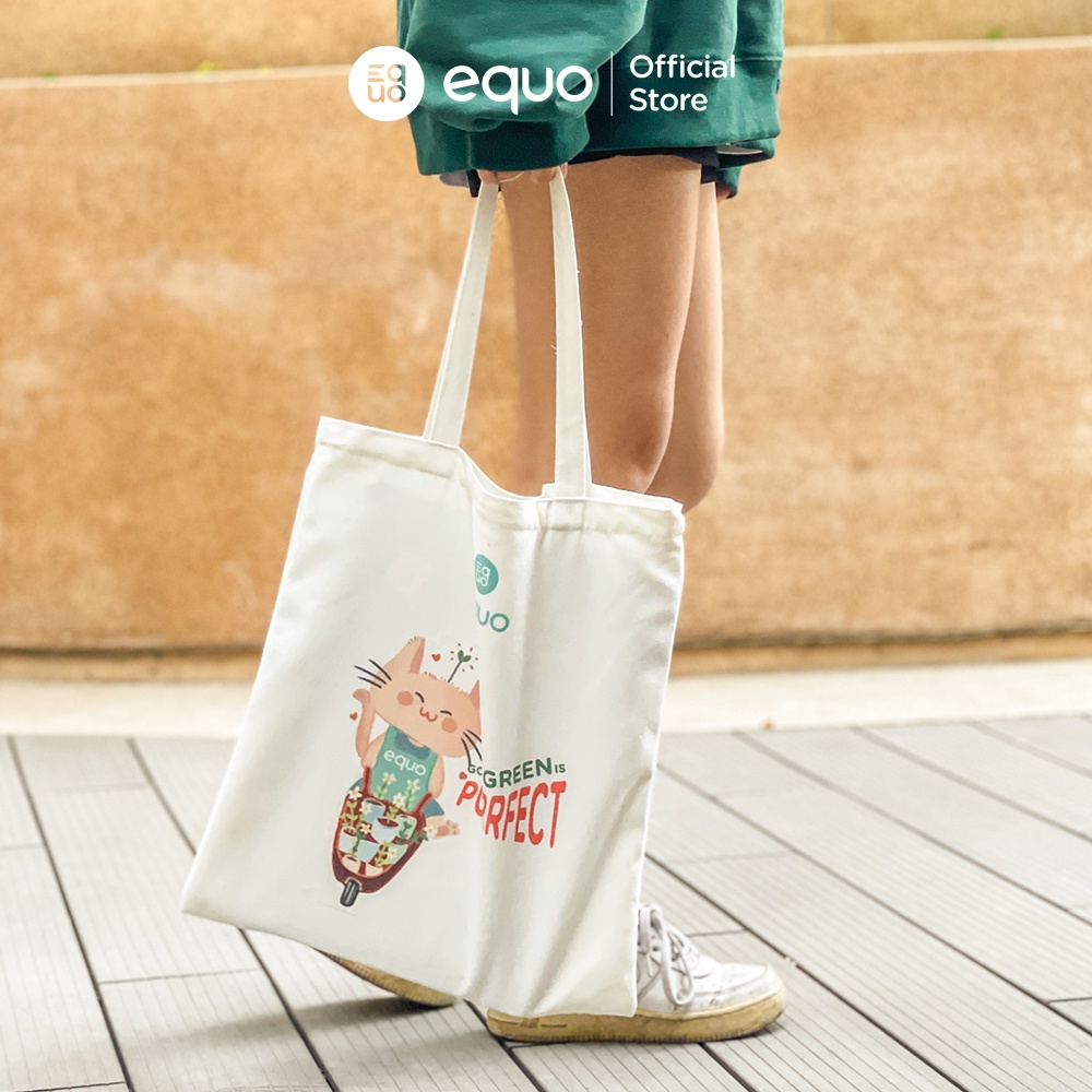 Túi vải EQUO thiết kế Going green is purfect sử dụng được nhiều lần size 35x40cm