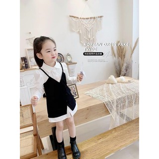 Áo váy sơ mi cách điệu bé gái