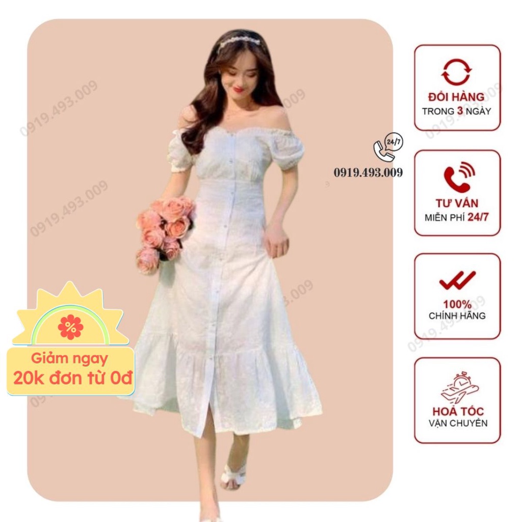 Đầm dự tiệc trễ vai trắng tiểu thư đuôi cá nữ tính Miu Dress [Kèm ảnh thật]