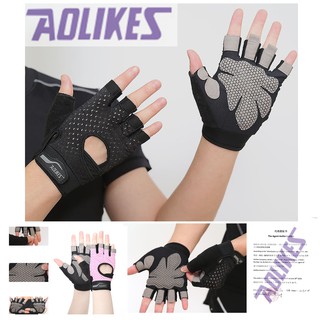 ĐỒ BUÔN - Aolikes HS 113 (1 đôi) Găng tay HỞ LƯNG CÓ ĐỆM LÒNG BÀN TAY chống trượt chuyên gym CHÍNH HÃNG ĐỒ BUÔN GĂNG TA