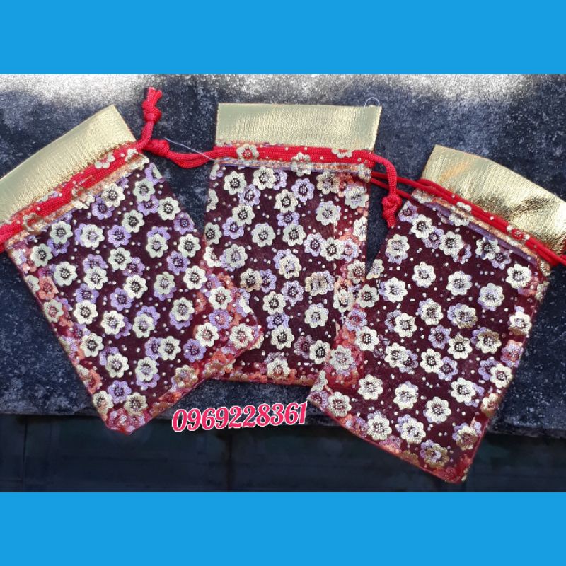 Combo 100 túi lộc đỏ đựng vòng tay gạo muối
