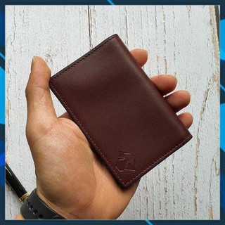 Ví minimalism da bò thật - nâu đất vd112