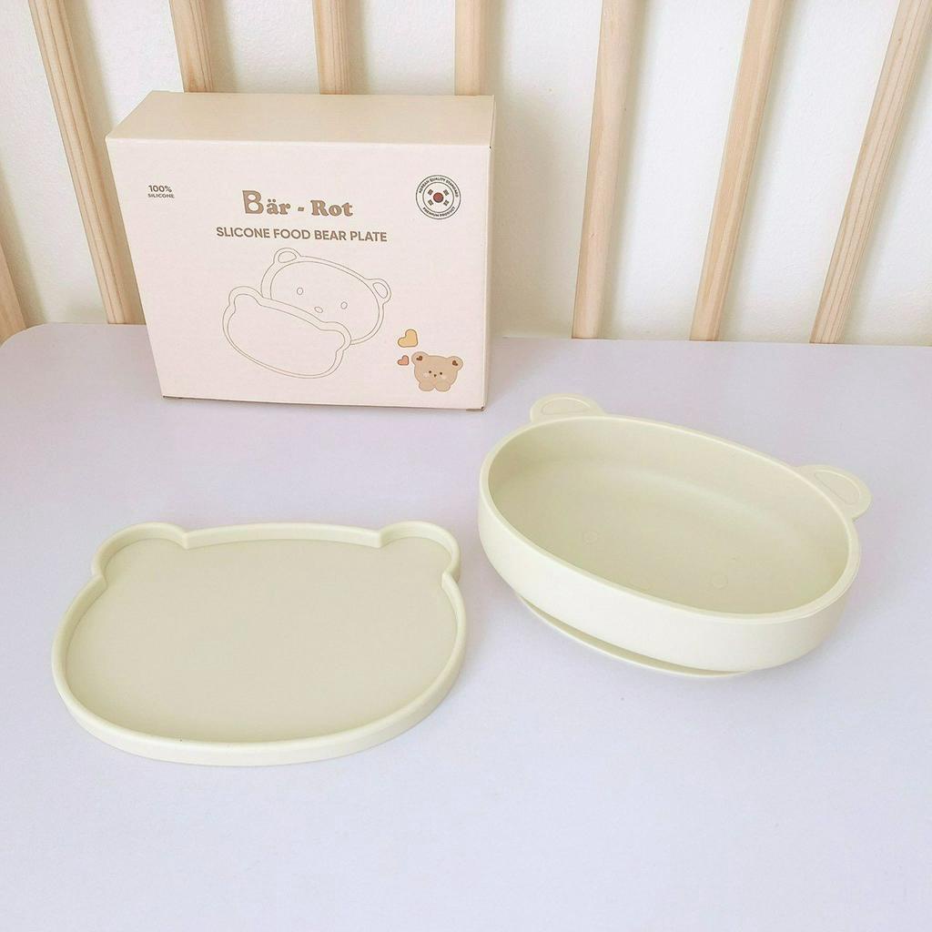 Đĩa gấu có nắp Bar-rot, đĩa gấu Silicone chịu nhiệt, có đế hít bám sàn-Doowa