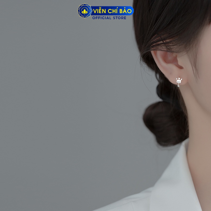 Bông tai bạc nữ hình vương miện kim cương chất liệu bạc 925 thời trang phụ kiện trang sức nữ Viễn Chí Bảo B400569