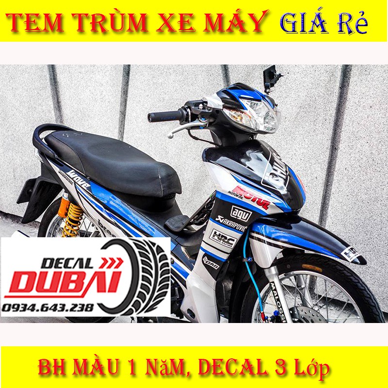 Tem Trùm Wave S110 Trắng Xanh Ohlins