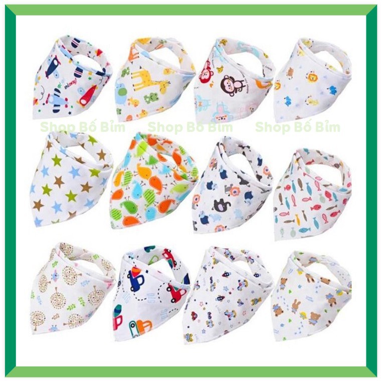 Set 5 Khăn Yếm Tam Giác ⚡Hàng Xuất Nhật 100% Cotton⚡ Có Cúc Bấm Cho Bé Vải Xô 4 Lớp Thấm Hút Tuyệt Đối