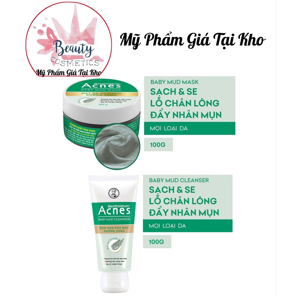 combo SRM và Mặt nạ bùn non dưỡng sáng da Acnes Baby Mud Mask 100g