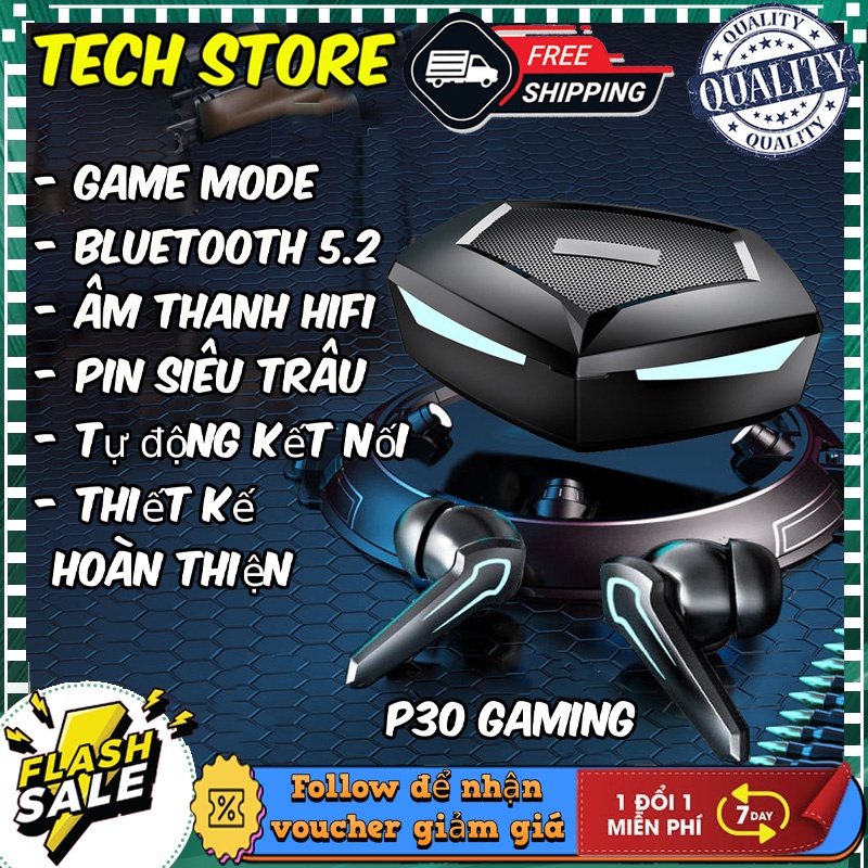 Tai nghe gaming P30 âm thanh HIFI,pin siêu trâu,tích hợp gaming mode giảm độ trễ khi chơi game