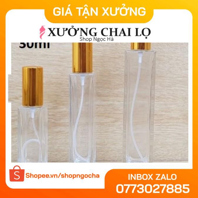 Lọ Chiết Nước Hoa ❤ GIÁ RẺ NHẤT ❤ Lọ chiết nước hoa 50ml Vuông Cao đựng dầu thơm, phụ kiện du lịch