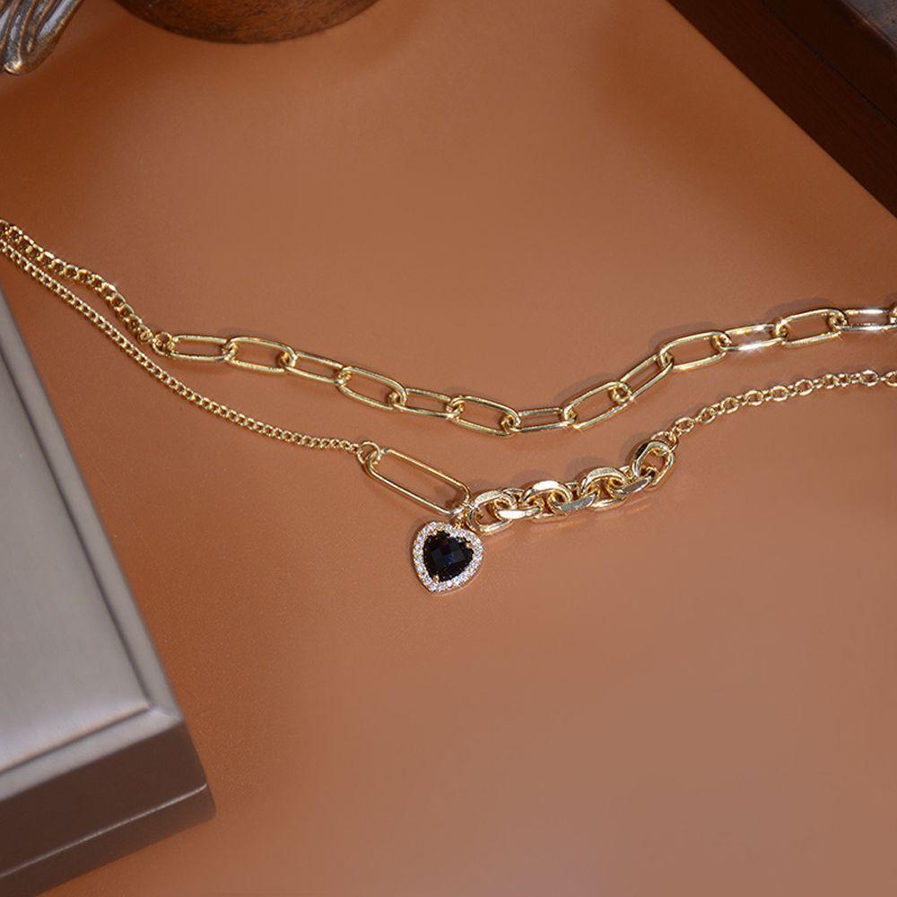 Vòng cổ Hai Lớp Mặt Trái Tim Sang Trọng Thời Trang Cho Nữ