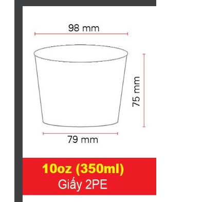 50 bát giấy 10oz ~ 350ml tô giấy kèm nắp trắng trơn đựng canh,...
