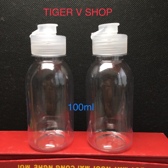 Chai nhựa pet dung tích 100ml nắp bật và nắp vặn đen