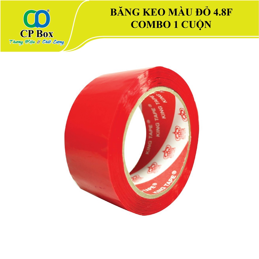 Băng keo màu Đỏ, bản 4.8F, nặng 900gr/ cây (6 cuộn), Băng keo dán thùng, dán hộp - CP Box