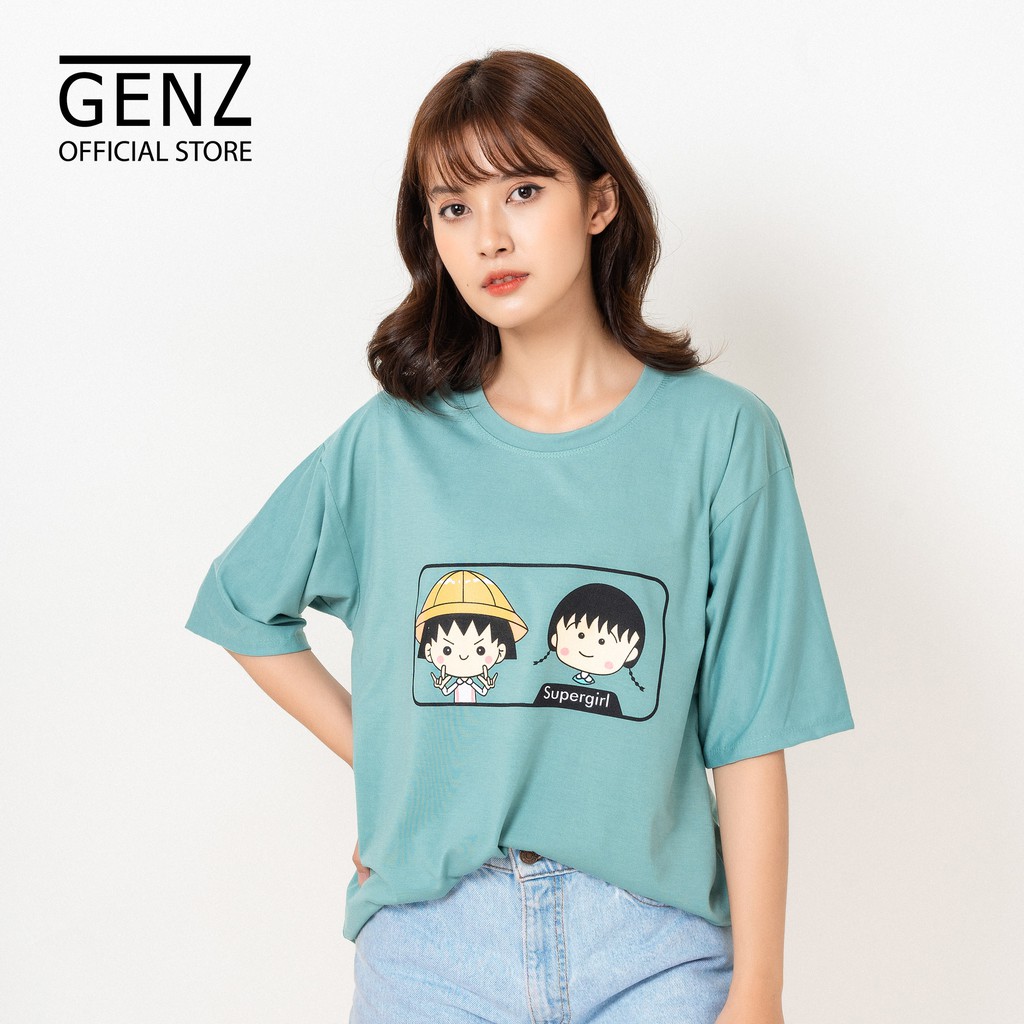 Áo thun tay lỡ nam nữ GENZ form rộng, full hộp, Supper Girl, Xanh - Z42 | WebRaoVat - webraovat.net.vn