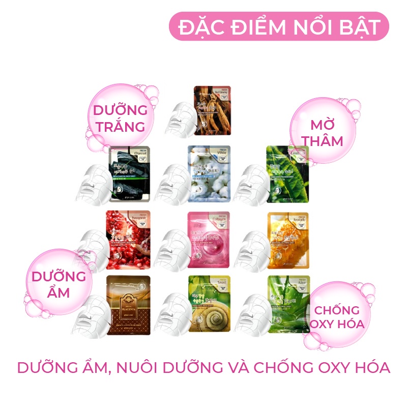 Mặt nạ giấy 3W CLINIC dưỡng trắng da dưỡng ẩm chiết xuất từ thiên nhiên Hàn Quốc 23ml | BigBuy360 - bigbuy360.vn