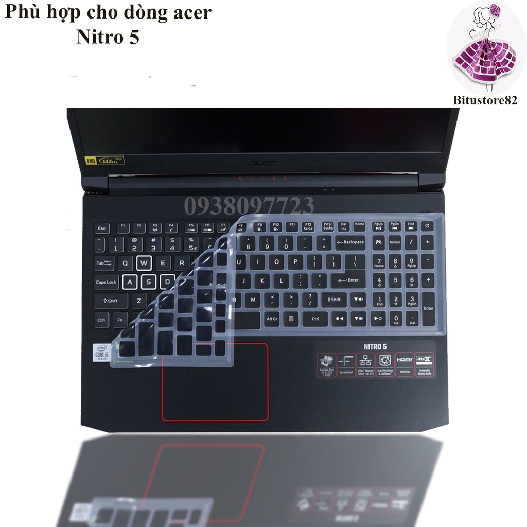 Ốp bàn phím dành cho laptop Acer Nitro 5 AN515 45 - Miếng, tấm silicon bảo vệ che, phủ, đậy, lót bàn phím