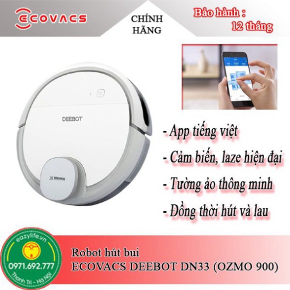 Máy Hút Bụi Lau Nhà Ecovacs Deebot DN320-DN33 (Ozmo 900)  Hàng Chính Hãng, Mới 100%, Chưa Qua Sử Dụng, Giá Rẻ . . sẵn