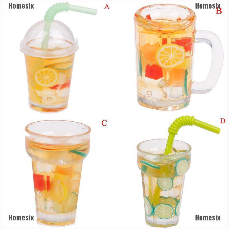 [HoMSI] 1Pcs 1:12 Dollhouse mini resin fruit tea cup simulation drinks model toy SUU