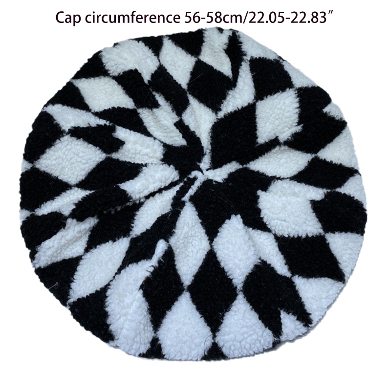 Mũ Beret Len Cừu Họa Tiết Hình Thoi Vintage Hoang Dã Dành Cho Sinh Nhật